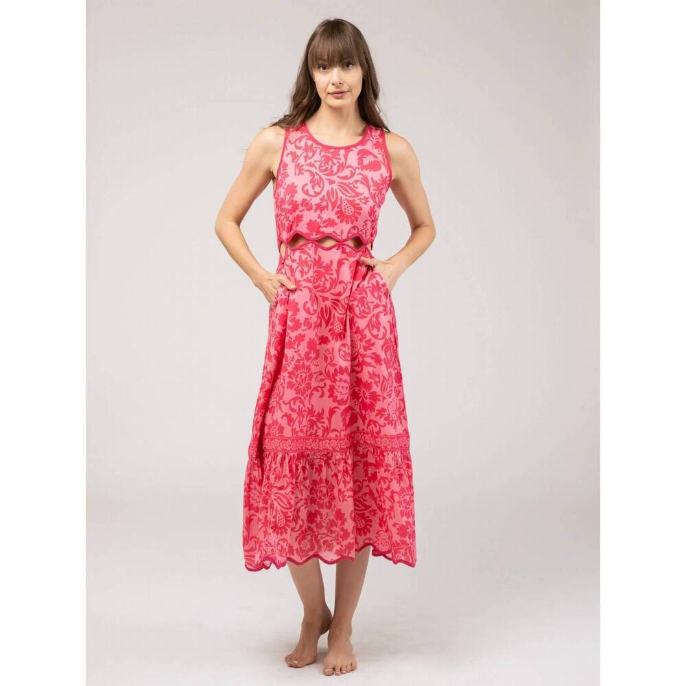 NEW BEAU & RO lina midi dress in flore pink